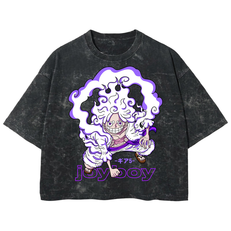 Playera streetwear premium de anime y gaming ExtraLife MX, corte boxy deluxe mineral wash heavyweight en color Acid Wash, moda urbana mexicana de culto.