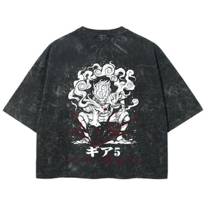 Playera streetwear premium de anime y gaming ExtraLife MX, corte boxy deluxe mineral wash heavyweight en color Acid Wash, moda urbana mexicana de culto.