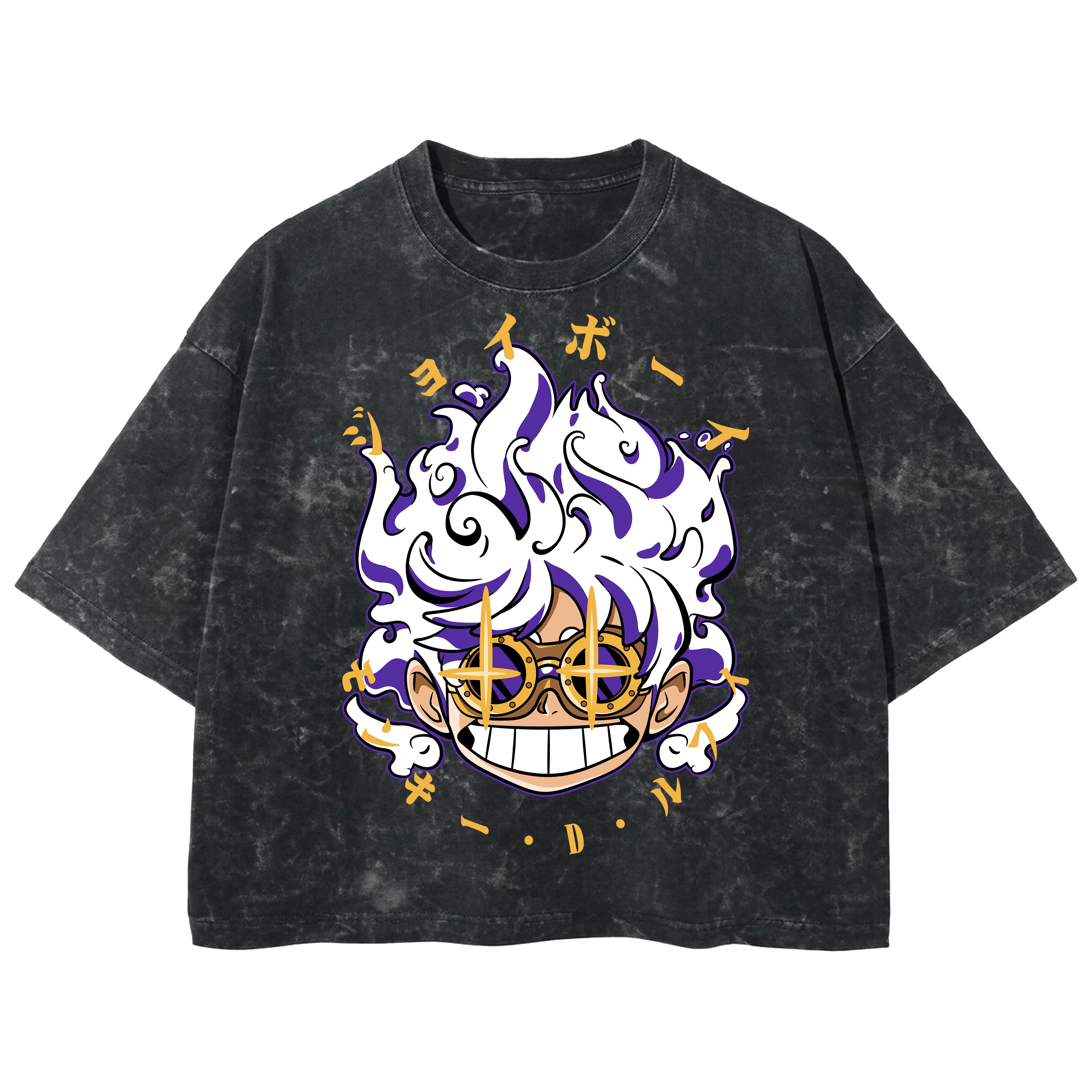 Playera streetwear premium de anime y gaming ExtraLife MX, corte boxy deluxe mineral wash heavyweight en color Acid Wash, moda urbana mexicana de culto.