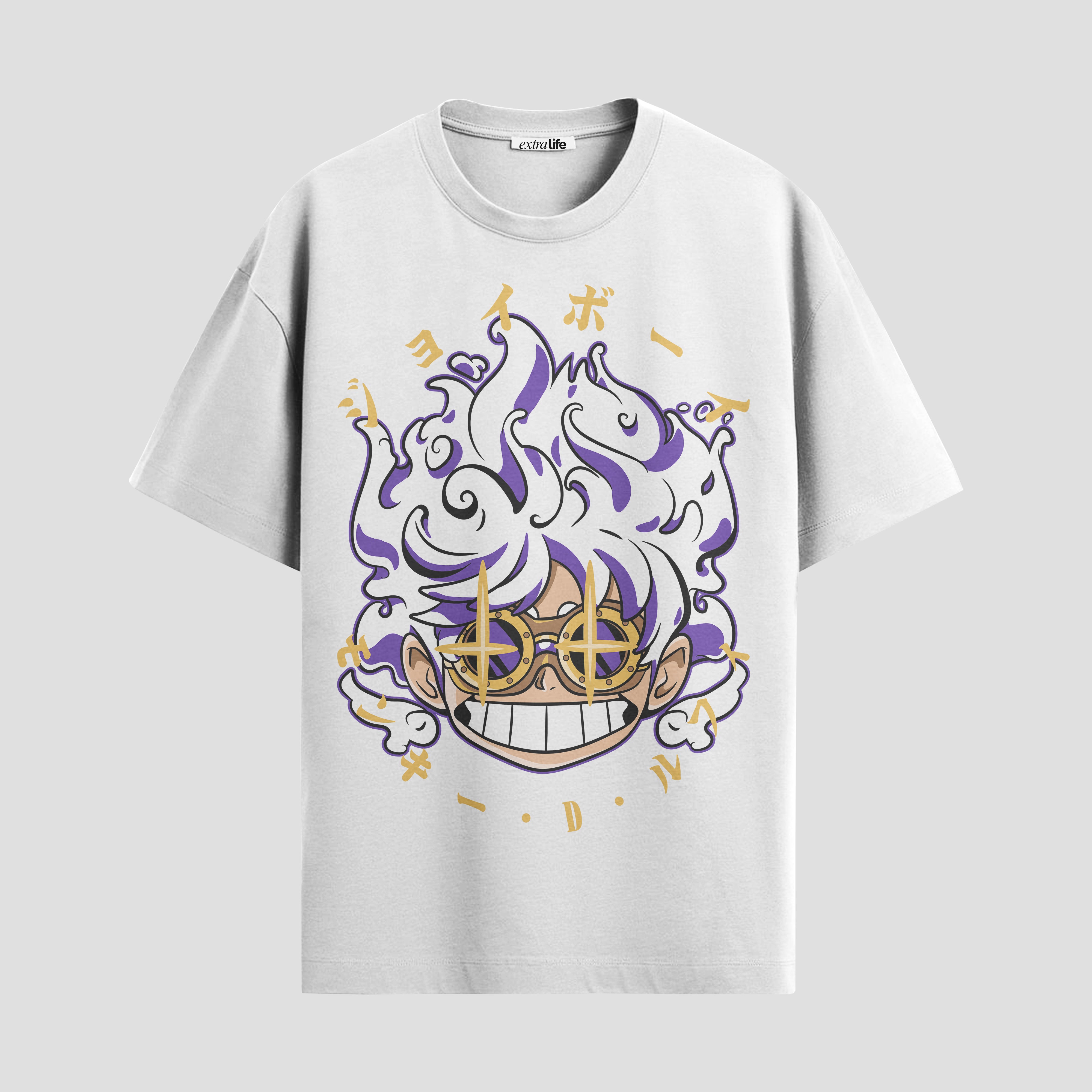 Playera urbana de anime y gaming ExtraLife MX, corte Standard Fit unisex ligero y transpirable en color Deep Black y Pure White, ropa de uso diario para gym y casual.