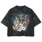 Playera streetwear premium de anime y gaming ExtraLife MX, corte boxy deluxe mineral wash heavyweight en color Acid Wash, moda urbana mexicana de culto.