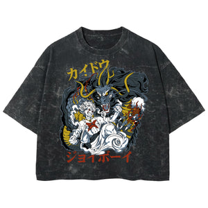 Playera streetwear premium de anime y gaming ExtraLife MX, corte boxy deluxe mineral wash heavyweight en color Acid Wash, moda urbana mexicana de culto.