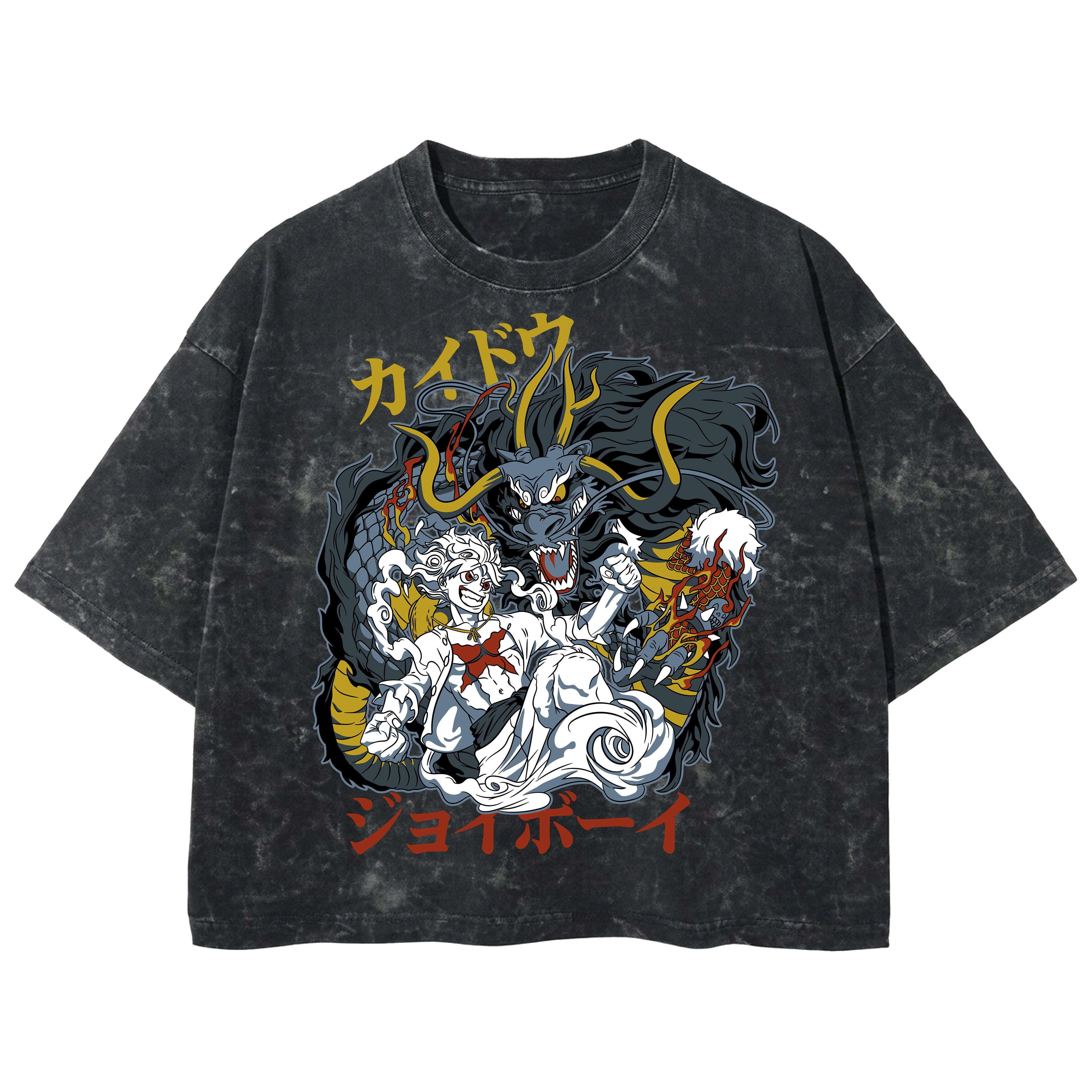 Playera streetwear premium de anime y gaming ExtraLife MX, corte boxy deluxe mineral wash heavyweight en color Acid Wash, moda urbana mexicana de culto.