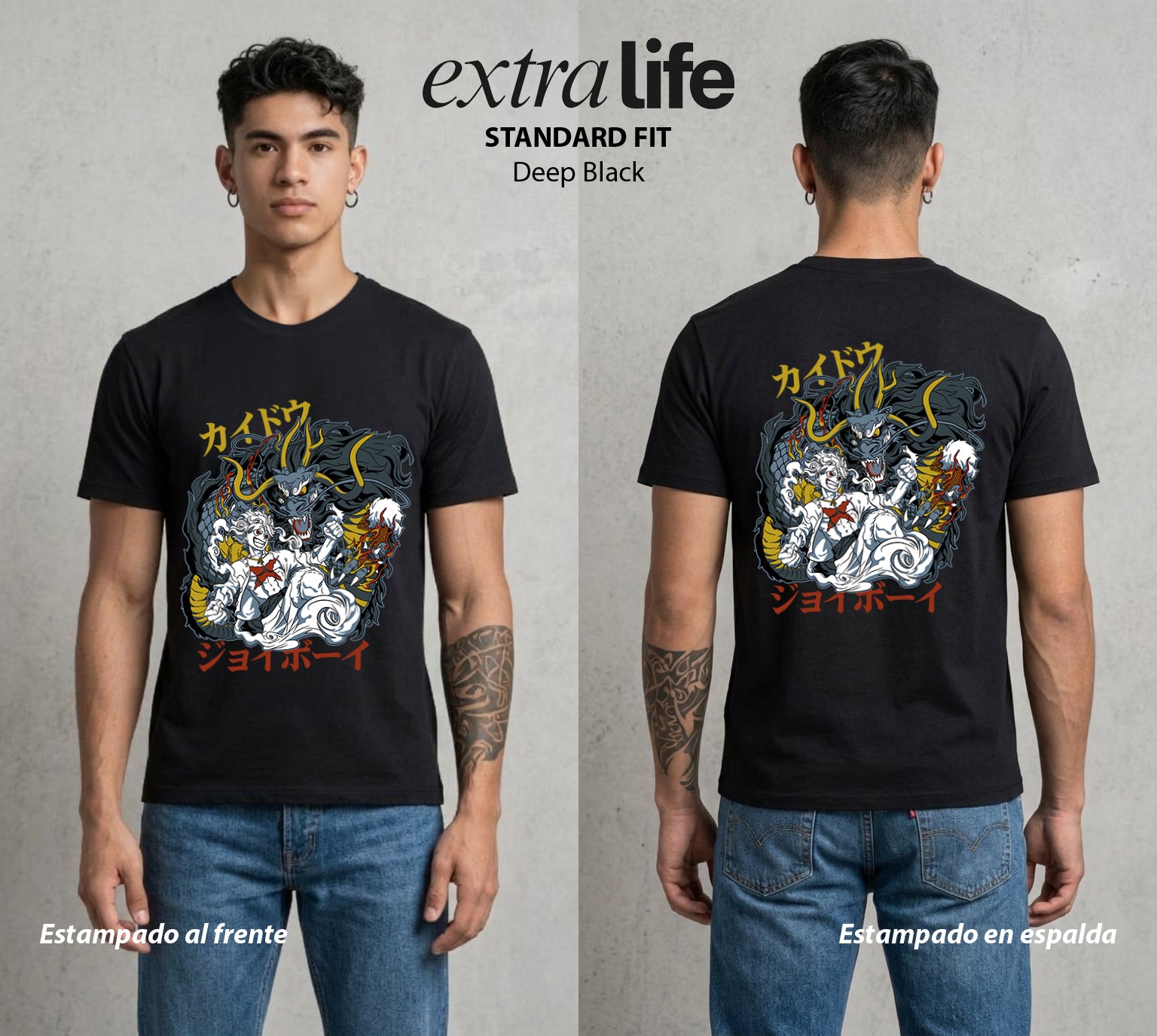Mar de los Piratas | El Dragon del Mundo #03131 - Playera Standard Fit | Deep Black - Foto en modelo