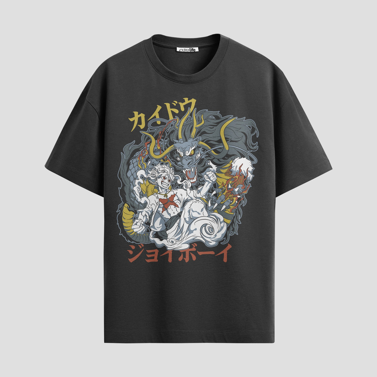 Playera urbana de anime y gaming ExtraLife MX, corte Classic Premium unisex ligero y transpirable en color Deep Black y Pure White, ropa de uso diario para gym y casual.