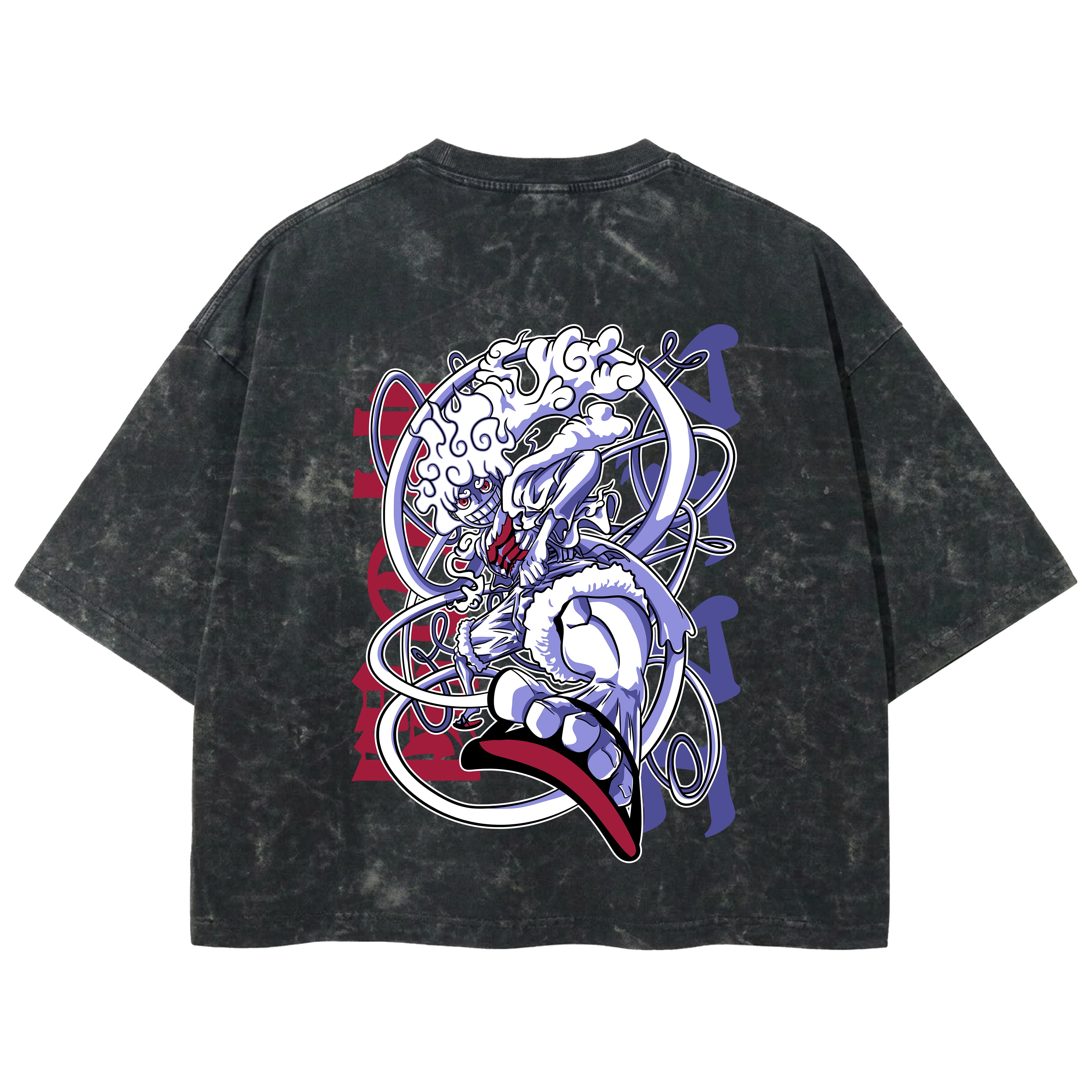 Playera streetwear premium de anime y gaming ExtraLife MX, corte boxy deluxe mineral wash heavyweight en color Acid Wash, moda urbana mexicana de culto.
