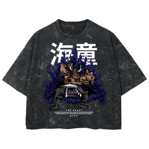 Playera streetwear premium de anime y gaming ExtraLife MX, corte boxy deluxe mineral wash heavyweight en color Acid Wash, moda urbana mexicana de culto.