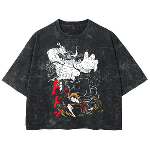 Playera streetwear premium de anime y gaming ExtraLife MX, corte boxy deluxe mineral wash heavyweight en color Acid Wash, moda urbana mexicana de culto.