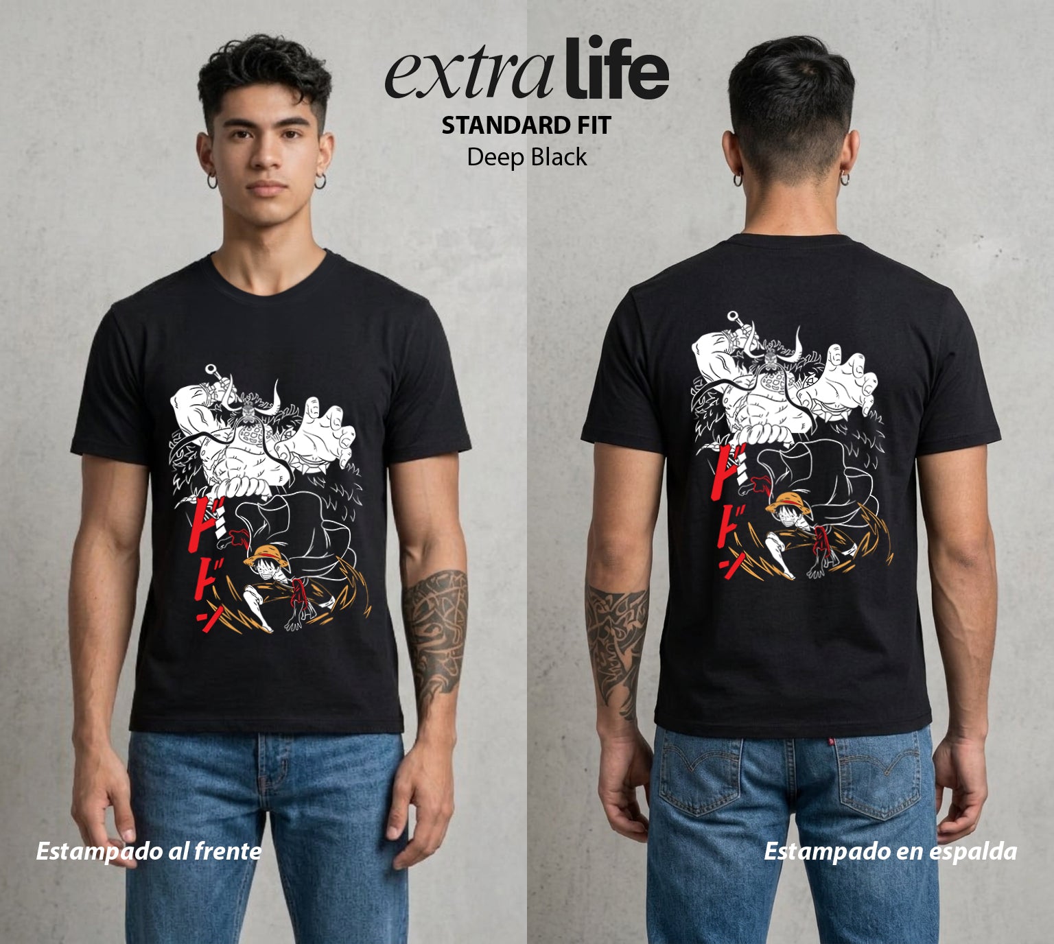 Mar de los Piratas | Capitan de Goma #03134 - Playera Standard Fit | Deep Black - Foto en modelo