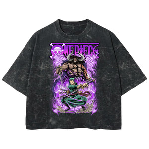 Playera streetwear premium de anime y gaming ExtraLife MX, corte boxy deluxe mineral wash heavyweight en color Acid Wash, moda urbana mexicana de culto.