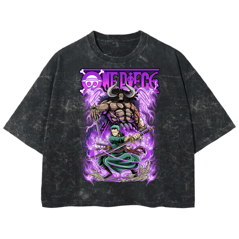 Playera streetwear premium de anime y gaming ExtraLife MX, corte boxy deluxe mineral wash heavyweight en color Acid Wash, moda urbana mexicana de culto.