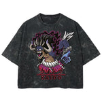 Playera streetwear premium de anime y gaming ExtraLife MX, corte boxy deluxe mineral wash heavyweight en color Acid Wash, moda urbana mexicana de culto.