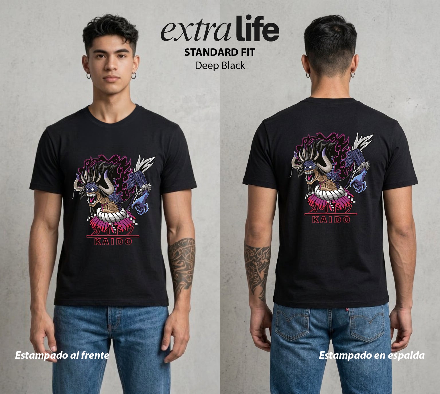 Mar de los Piratas | El Dragon del Mundo #03137 - Playera Standard Fit | Deep Black - Foto en modelo