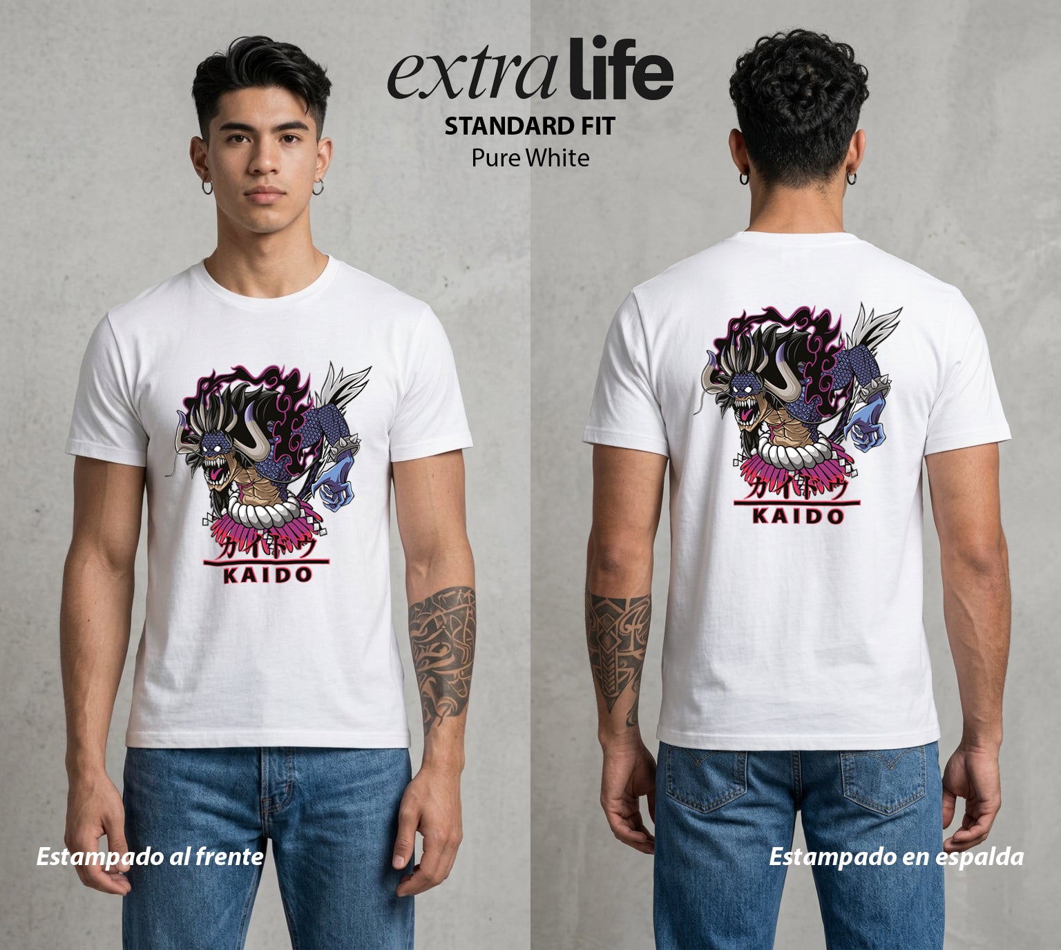 Mar de los Piratas | El Dragon del Mundo #03137 - Playera Standard Fit | Pure White - Foto en modelo