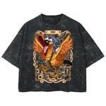 Playera streetwear premium de anime y gaming ExtraLife MX, corte boxy deluxe mineral wash heavyweight en color Acid Wash, moda urbana mexicana de culto.