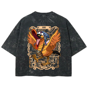 Playera streetwear premium de anime y gaming ExtraLife MX, corte boxy deluxe mineral wash heavyweight en color Acid Wash, moda urbana mexicana de culto.