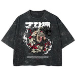 Playera streetwear premium de anime y gaming ExtraLife MX, corte boxy deluxe mineral wash heavyweight en color Acid Wash, moda urbana mexicana de culto.