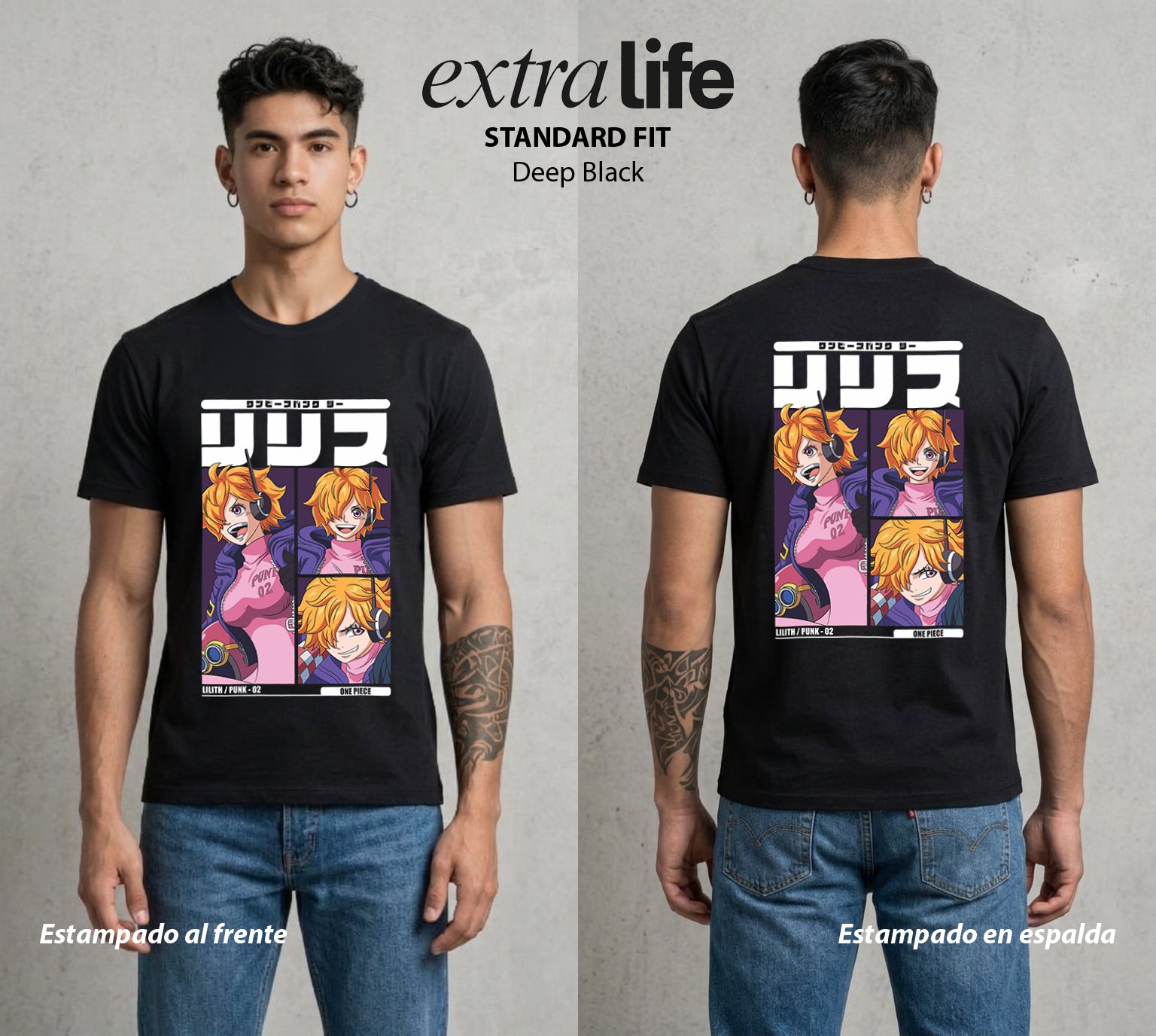 Mar de los Piratas | El Vegapunk del Mal #03142 - Playera Standard Fit | Deep Black - Foto en modelo