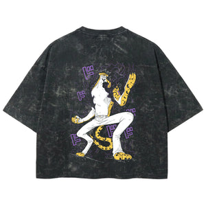 Playera streetwear premium de anime y gaming ExtraLife MX, corte boxy deluxe mineral wash heavyweight en color Acid Wash, moda urbana mexicana de culto.
