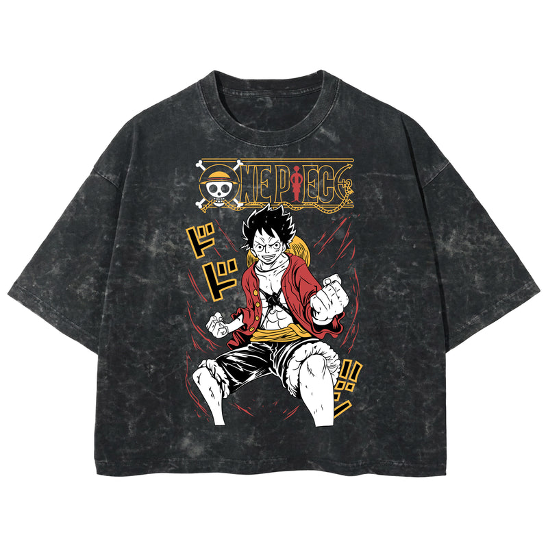 Playera streetwear premium de anime y gaming ExtraLife MX, corte boxy deluxe mineral wash heavyweight en color Acid Wash, moda urbana mexicana de culto.