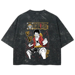Playera streetwear premium de anime y gaming ExtraLife MX, corte boxy deluxe mineral wash heavyweight en color Acid Wash, moda urbana mexicana de culto.