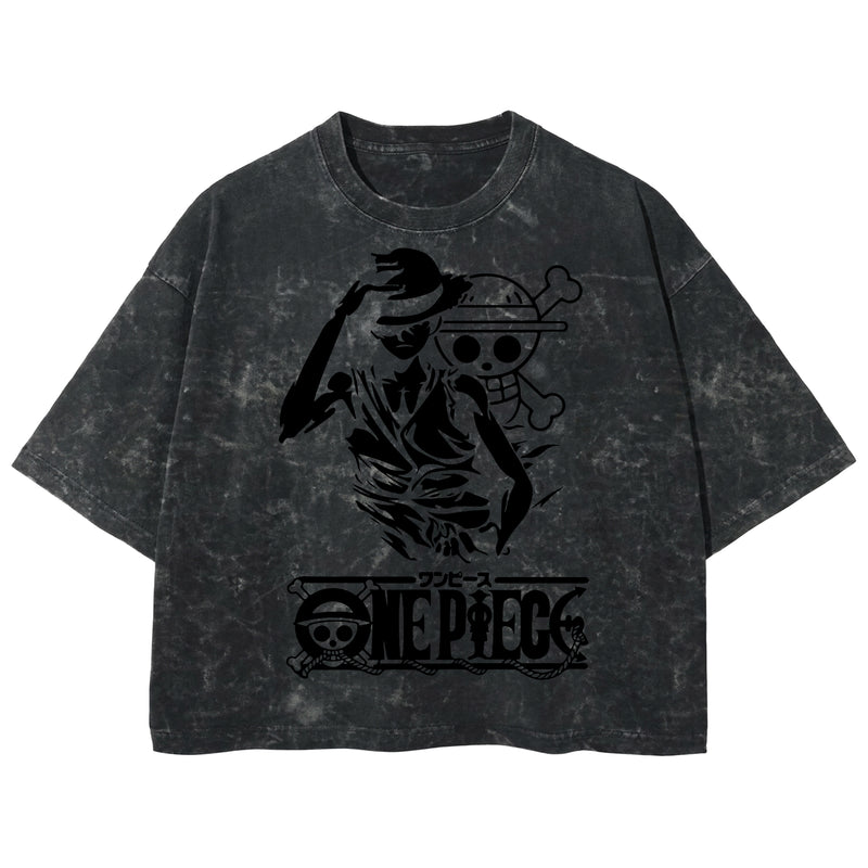 Playera streetwear premium de anime y gaming ExtraLife MX, corte boxy deluxe mineral wash heavyweight en color Acid Wash, moda urbana mexicana de culto.