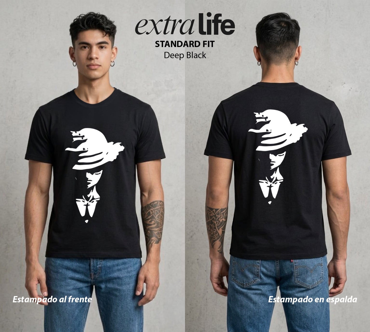 Mar de los Piratas | El del Sombrero de Paja #03148 - Playera Standard Fit | Deep Black - Foto en modelo