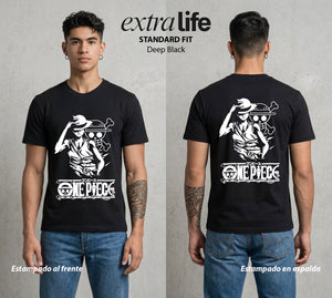 Mar de los Piratas | Hombre de Goma #03149 - Playera Standard Fit | Deep Black - Foto en modelo