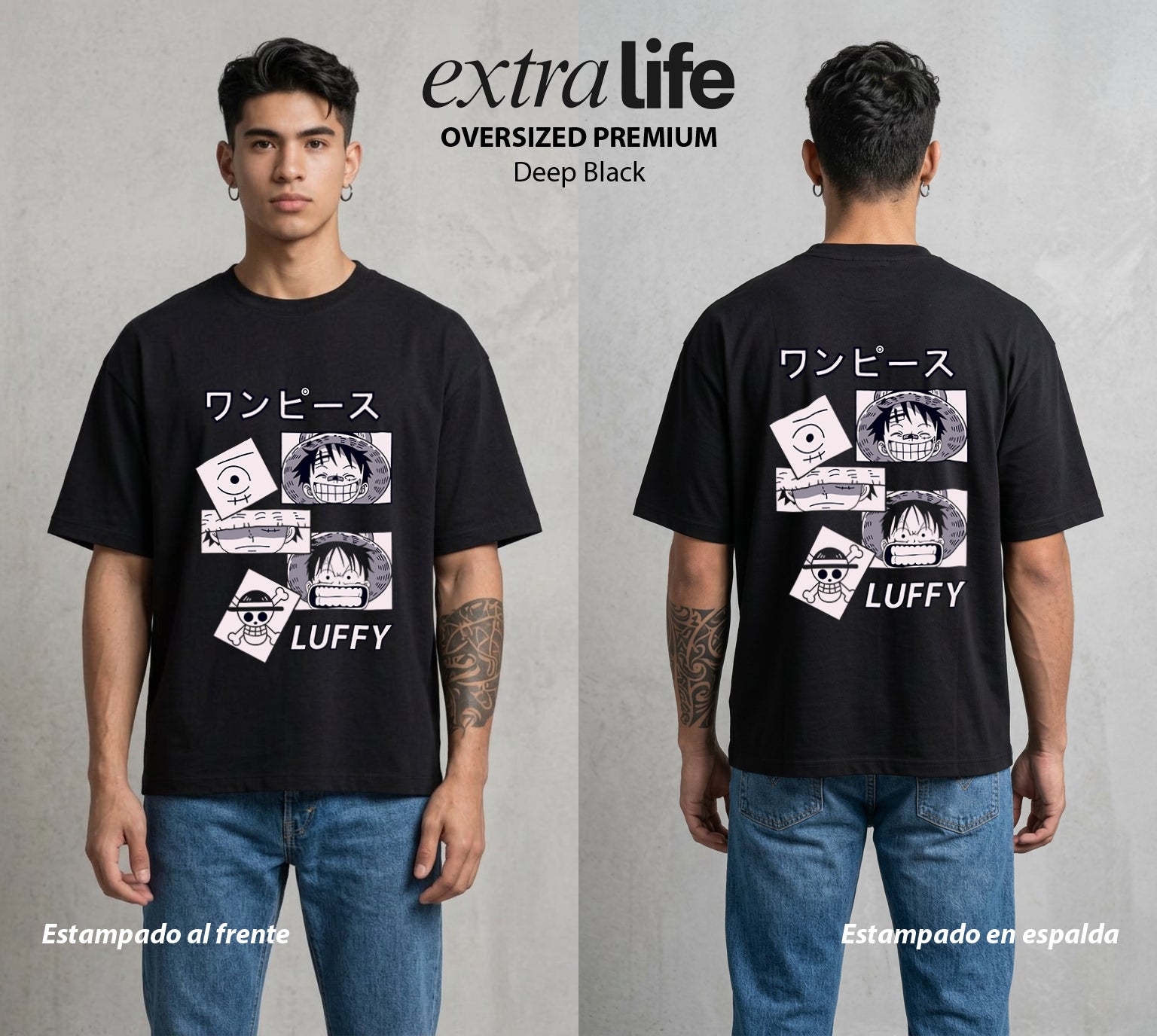 Mar de los Piratas | Rey de los Piratas #03151 - Playera Oversized Premium | Deep Black - Foto en modelo