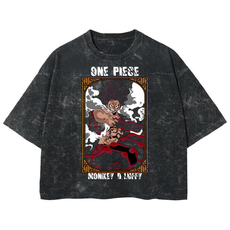 Playera streetwear premium de anime y gaming ExtraLife MX, corte boxy deluxe mineral wash heavyweight en color Acid Wash, moda urbana mexicana de culto.