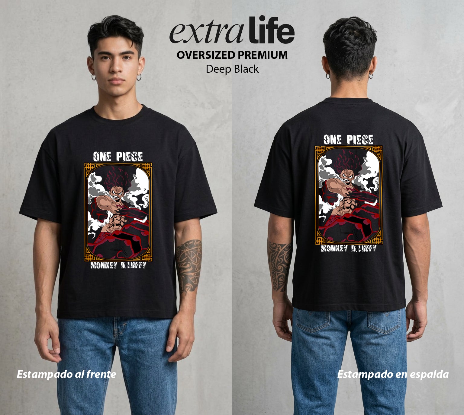 Mar de los Piratas | Goma y Libertad #03152 - Playera Oversized Premium | Deep Black - Foto en modelo