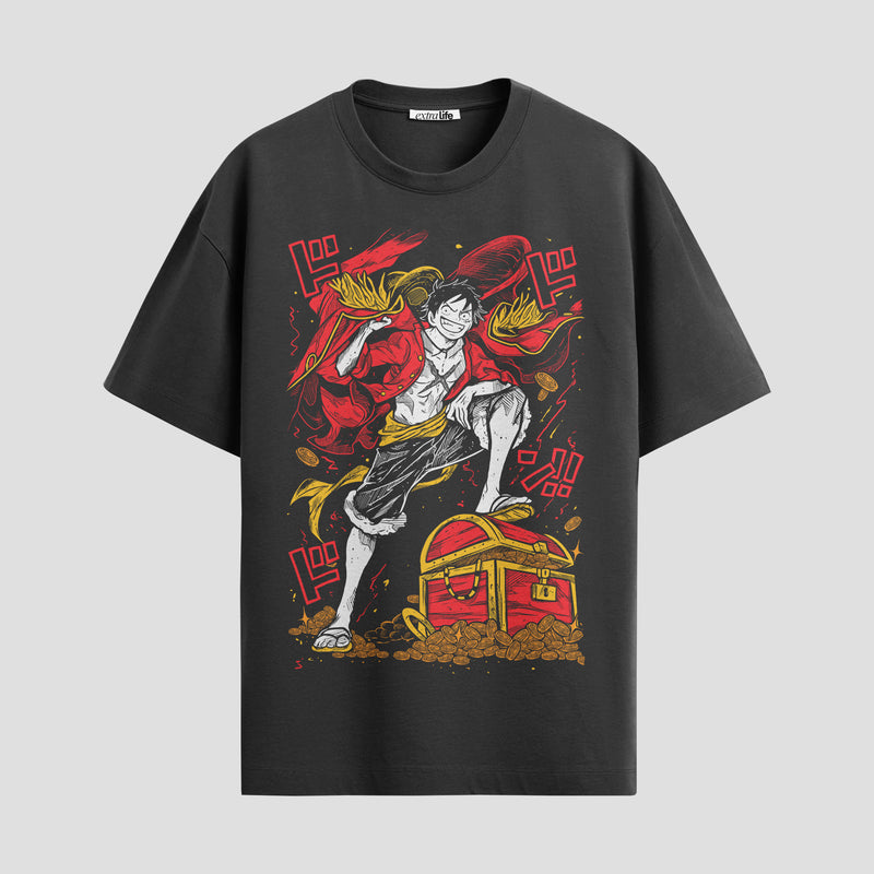 Playera urbana de anime y gaming ExtraLife MX, corte Standard Fit unisex ligero y transpirable en color Deep Black y Pure White, ropa de uso diario para gym y casual.