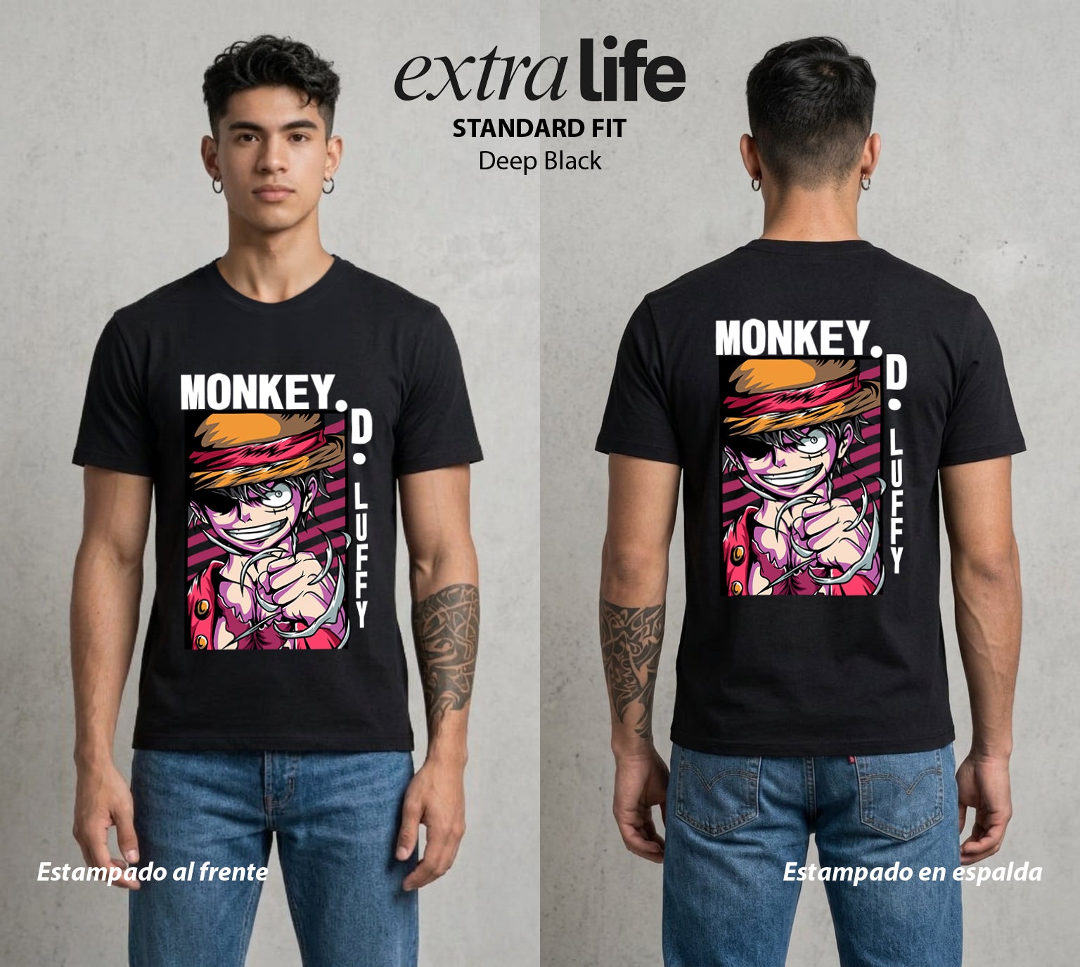 Mar de los Piratas | Pirata de Goma #03154 - Playera Standard Fit | Deep Black - Foto en modelo