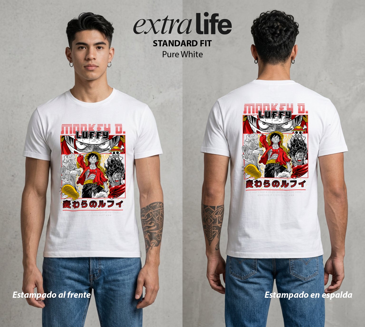 Mar de los Piratas | El del Sombrero de Paja #03155 - Playera Standard Fit | Pure White - Foto en modelo