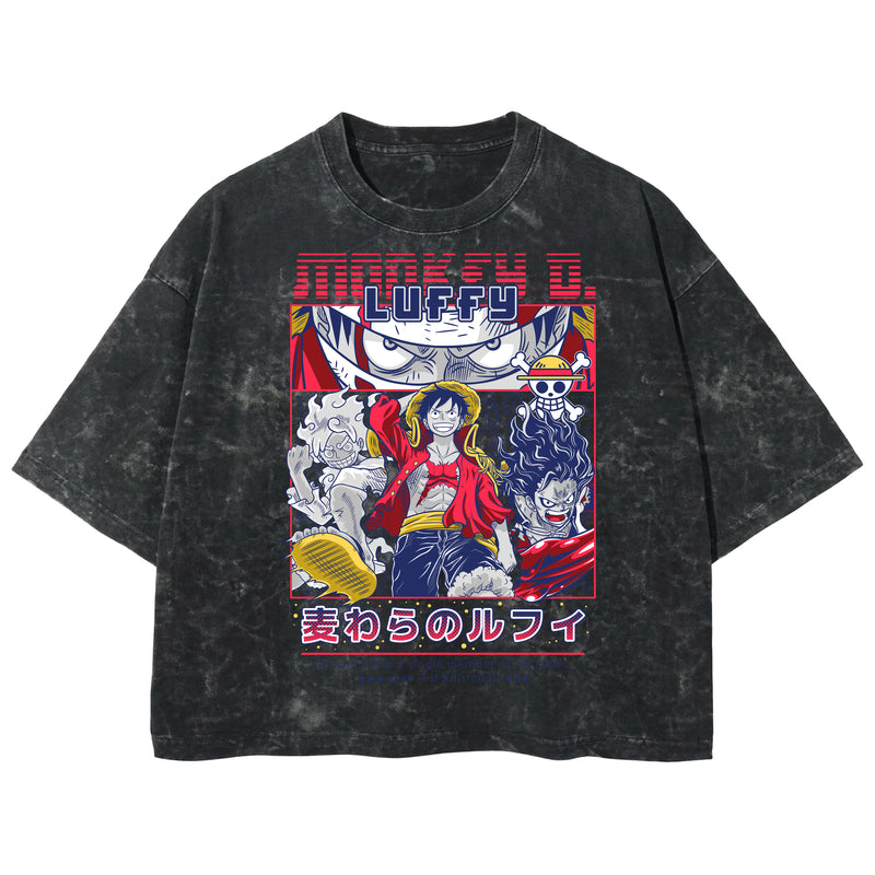 Playera streetwear premium de anime y gaming ExtraLife MX, corte boxy deluxe mineral wash heavyweight en color Acid Wash, moda urbana mexicana de culto.
