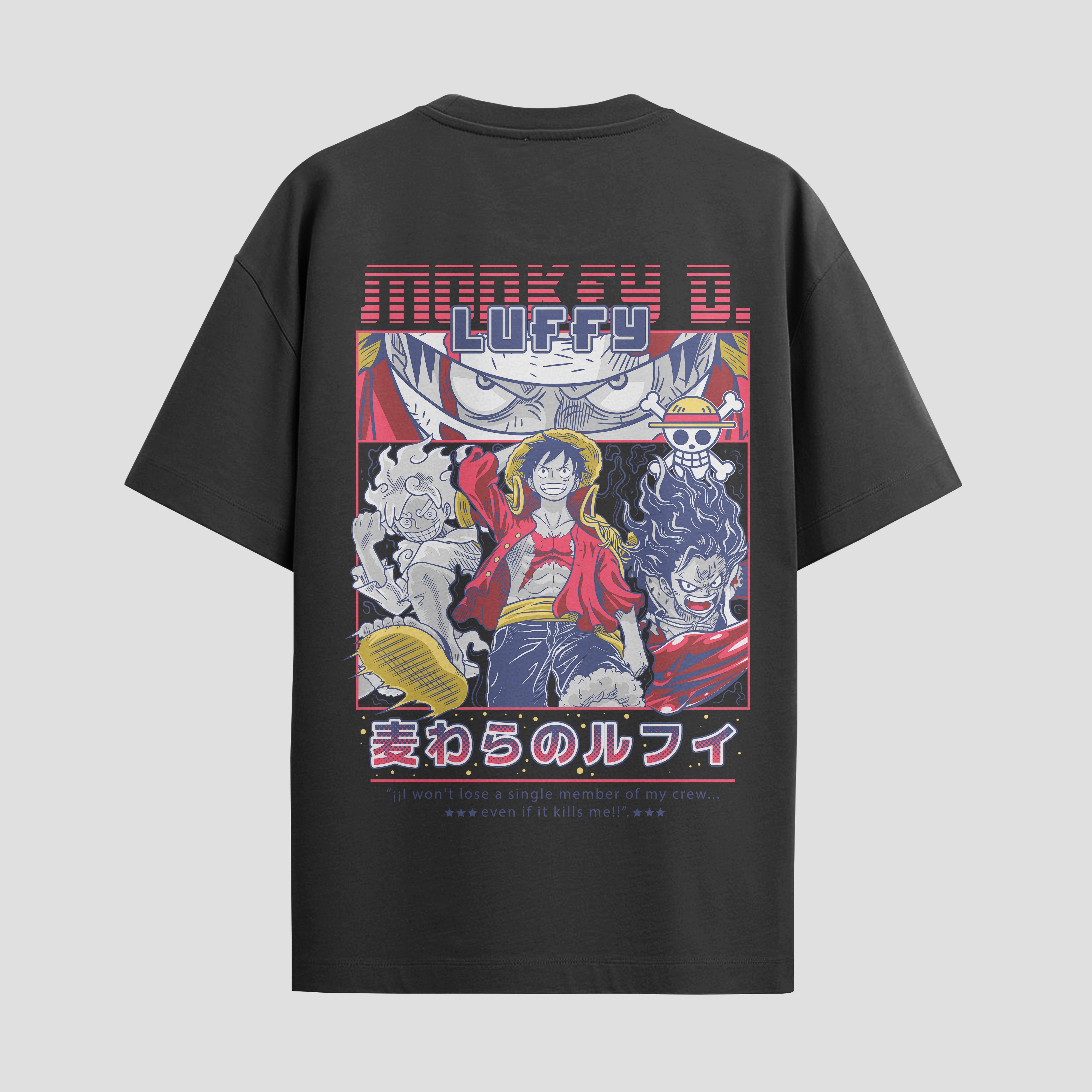 Playera urbana de anime y gaming ExtraLife MX, corte Standard Fit unisex ligero y transpirable en color Deep Black y Pure White, ropa de uso diario para gym y casual.