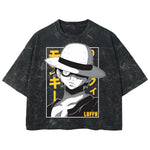Playera streetwear premium de anime y gaming ExtraLife MX, corte boxy deluxe mineral wash heavyweight en color Acid Wash, moda urbana mexicana de culto.
