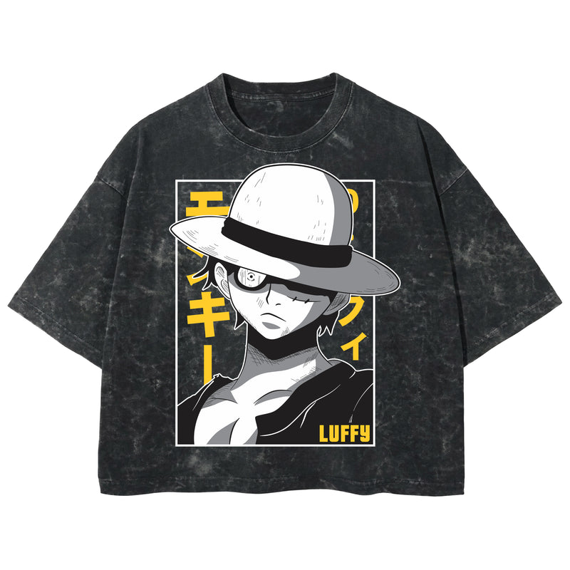 Playera streetwear premium de anime y gaming ExtraLife MX, corte boxy deluxe mineral wash heavyweight en color Acid Wash, moda urbana mexicana de culto.