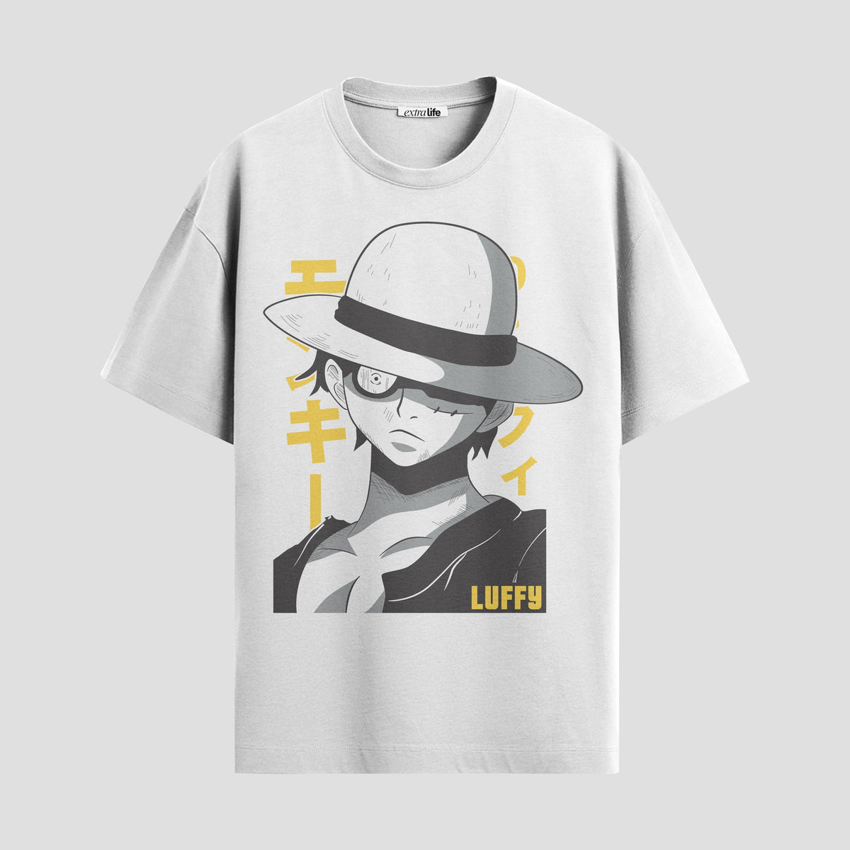 Playera urbana de anime y gaming ExtraLife MX, corte Classic Premium unisex ligero y transpirable en color Deep Black y Pure White, ropa de uso diario para gym y casual.