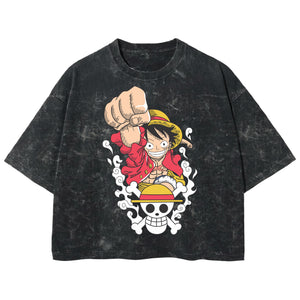 Playera streetwear premium de anime y gaming ExtraLife MX, corte boxy deluxe mineral wash heavyweight en color Acid Wash, moda urbana mexicana de culto.