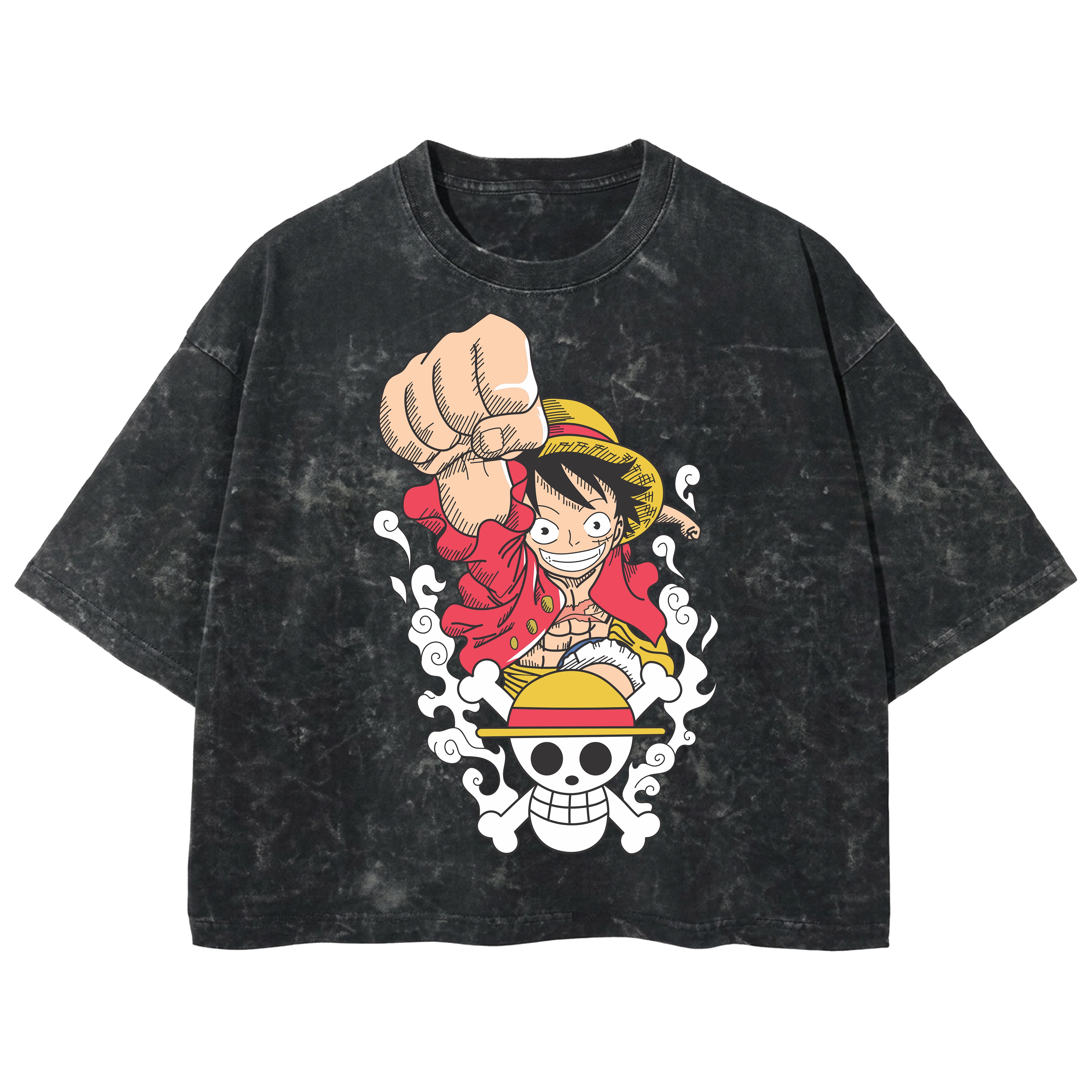 Playera streetwear premium de anime y gaming ExtraLife MX, corte boxy deluxe mineral wash heavyweight en color Acid Wash, moda urbana mexicana de culto.