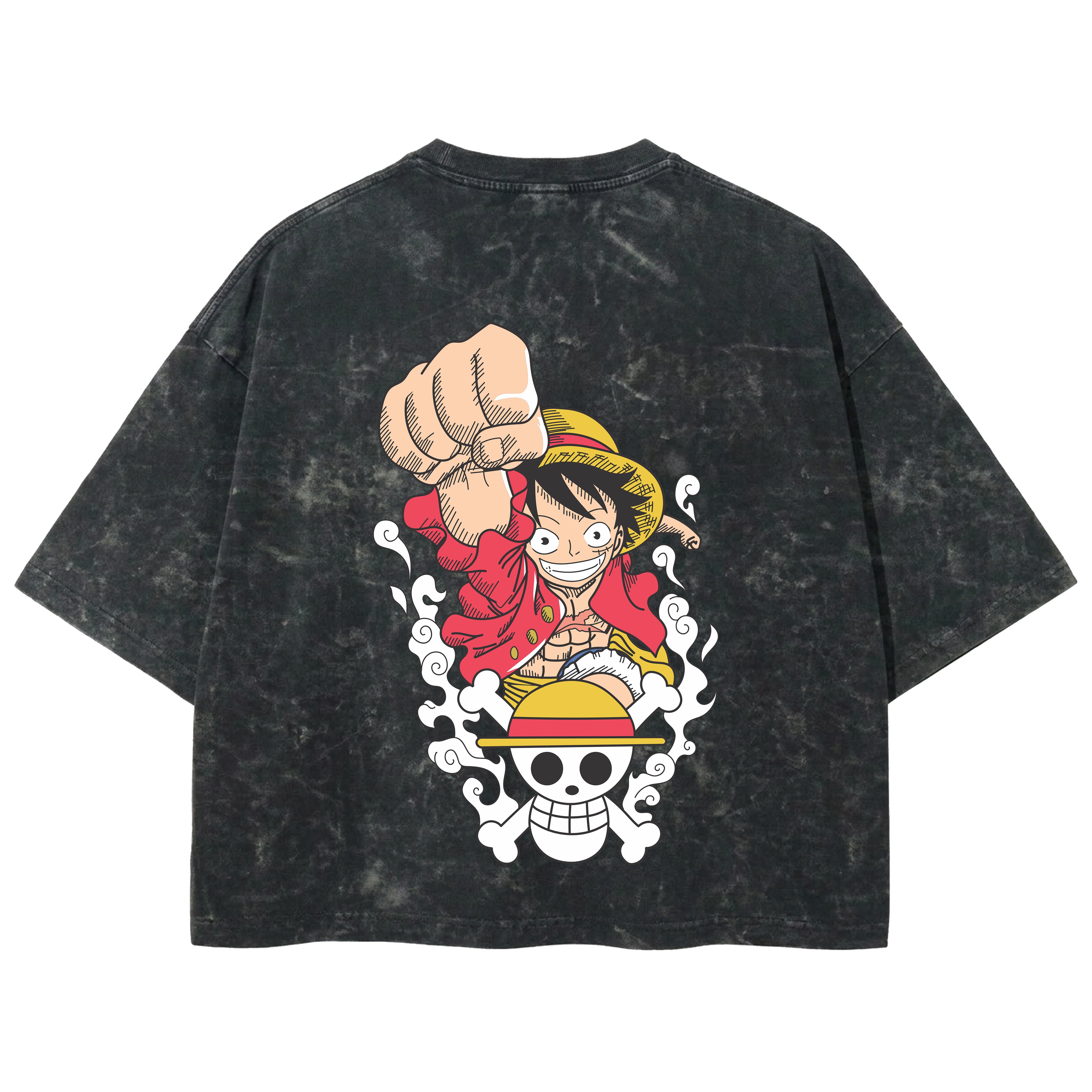 Playera streetwear premium de anime y gaming ExtraLife MX, corte boxy deluxe mineral wash heavyweight en color Acid Wash, moda urbana mexicana de culto.