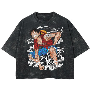 Playera streetwear premium de anime y gaming ExtraLife MX, corte boxy deluxe mineral wash heavyweight en color Acid Wash, moda urbana mexicana de culto.