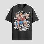 Playera urbana de anime y gaming ExtraLife MX, corte Standard Fit unisex ligero y transpirable en color Deep Black y Pure White, ropa de uso diario para gym y casual.
