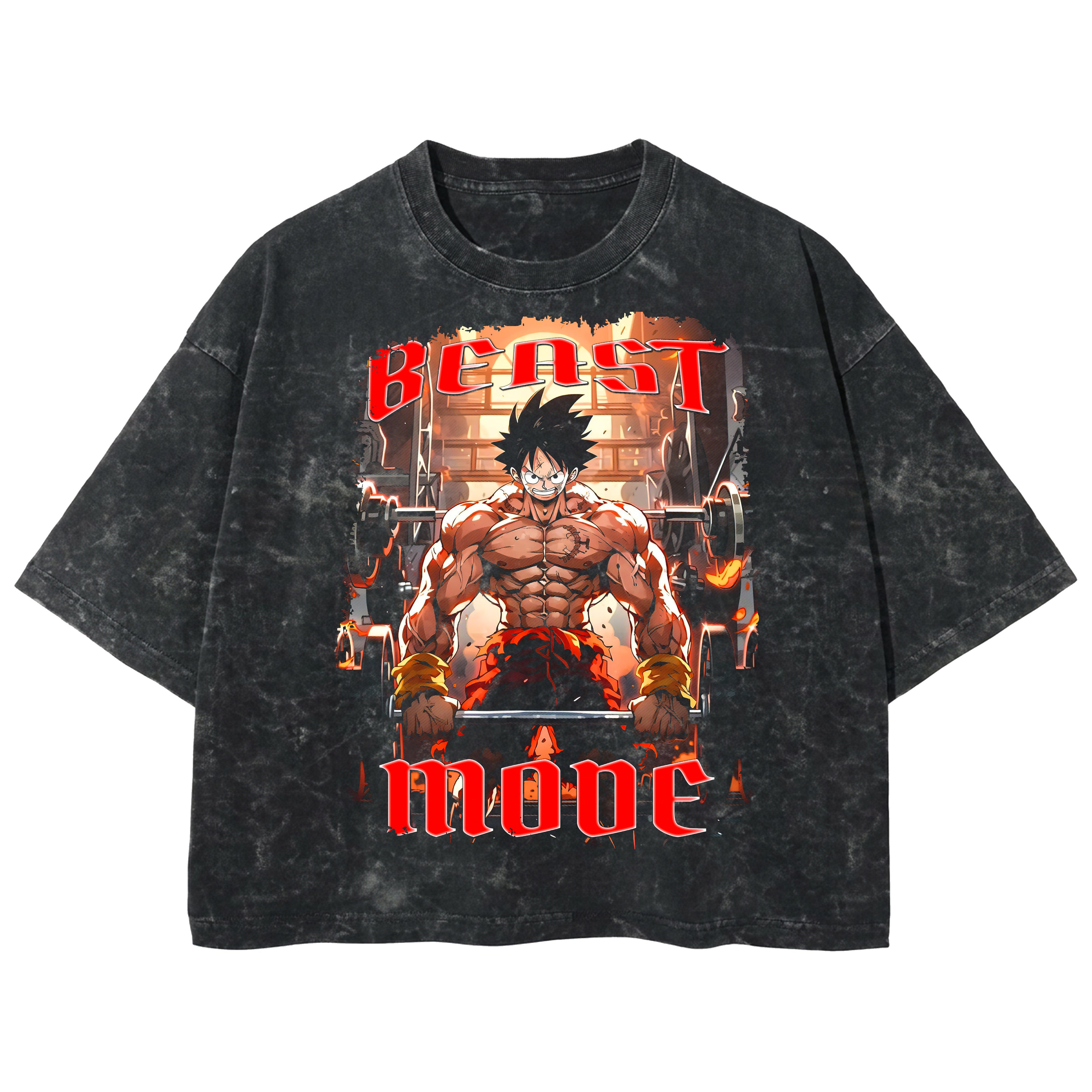 Playera streetwear premium de anime y gaming ExtraLife MX, corte boxy deluxe mineral wash heavyweight en color Acid Wash, moda urbana mexicana de culto.
