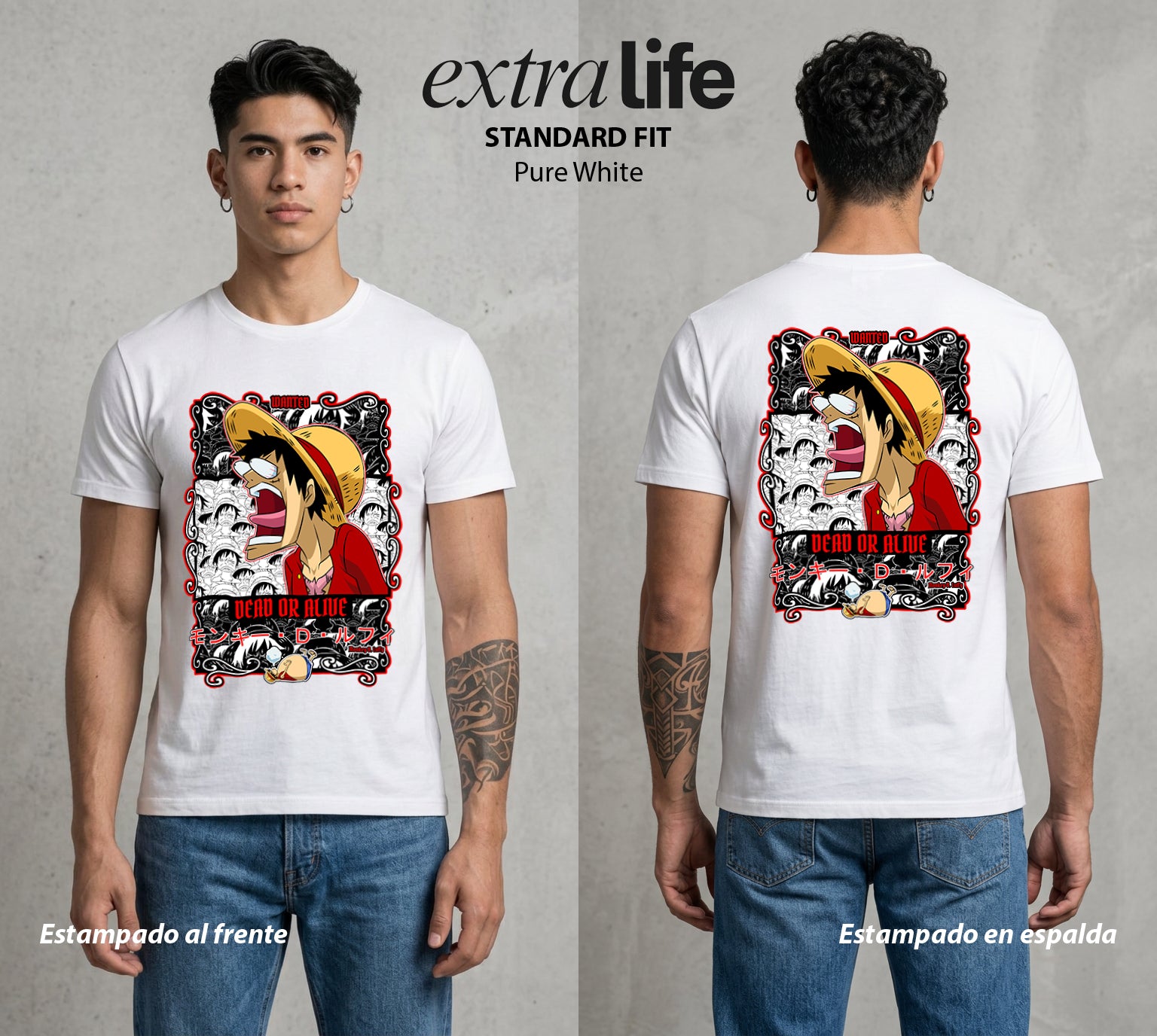 Mar de los Piratas | Capitan de Goma Vivo o Muerto #03162 - Playera Standard Fit | Pure White - Foto en modelo