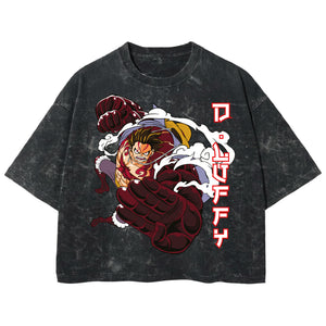 Playera streetwear premium de anime y gaming ExtraLife MX, corte boxy deluxe mineral wash heavyweight en color Acid Wash, moda urbana mexicana de culto.
