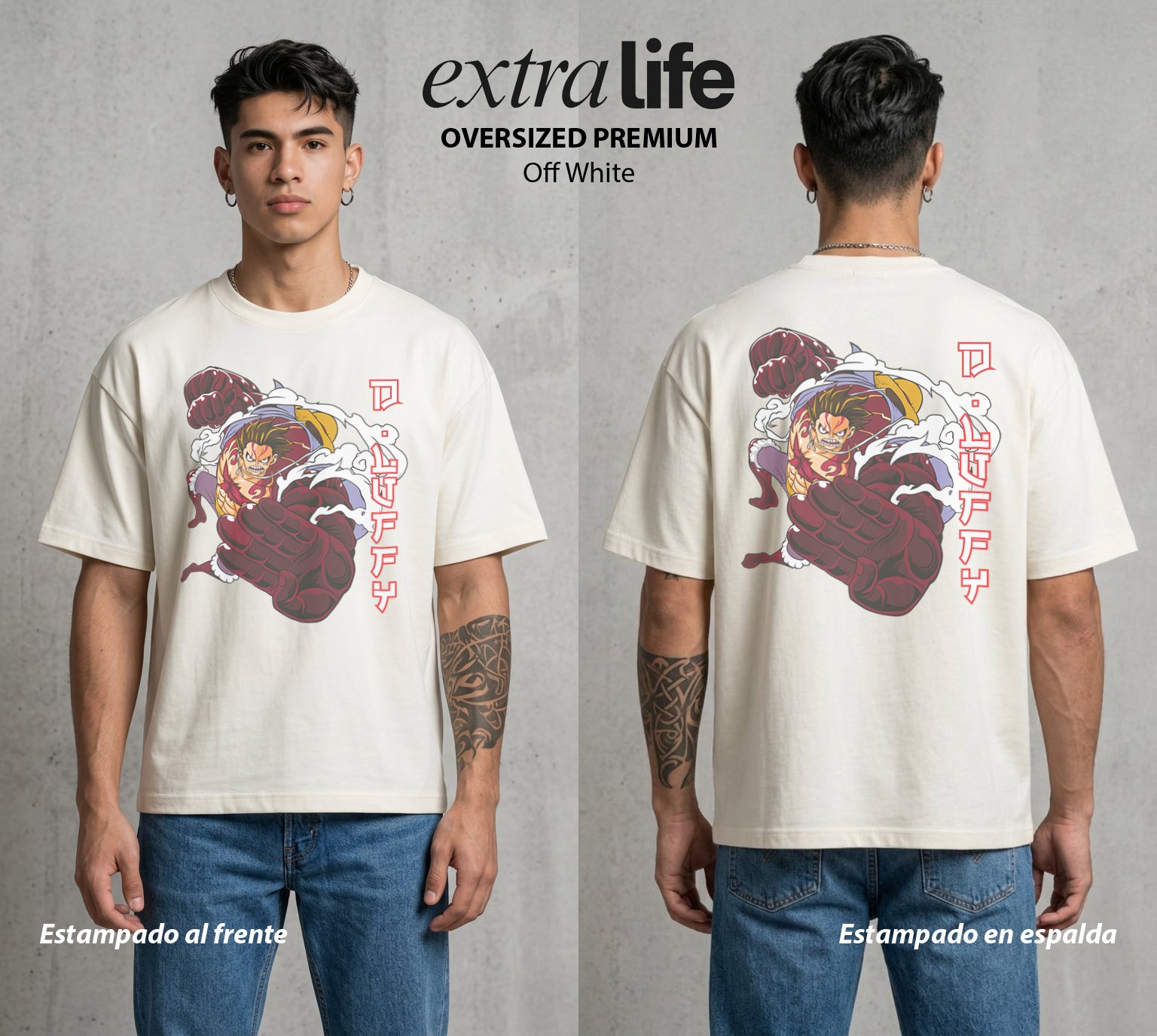 Mar de los Piratas | Engranaje del Capitan #03163 - Playera Oversized Premium | Off White - Foto en modelo