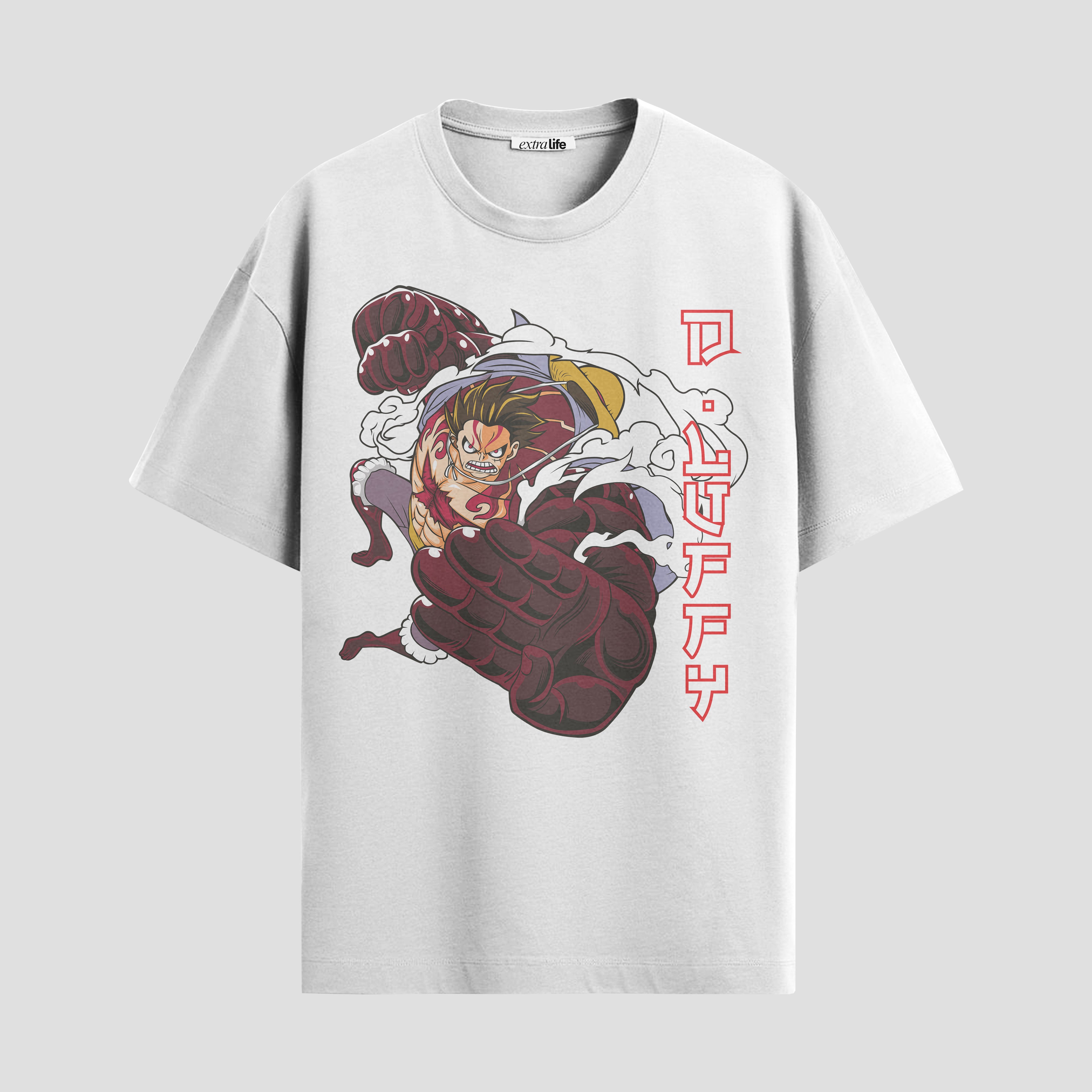 Playera urbana de anime y gaming ExtraLife MX, corte Standard Fit unisex ligero y transpirable en color Deep Black y Pure White, ropa de uso diario para gym y casual.