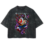 Playera streetwear premium de anime y gaming ExtraLife MX, corte boxy deluxe mineral wash heavyweight en color Acid Wash, moda urbana mexicana de culto.